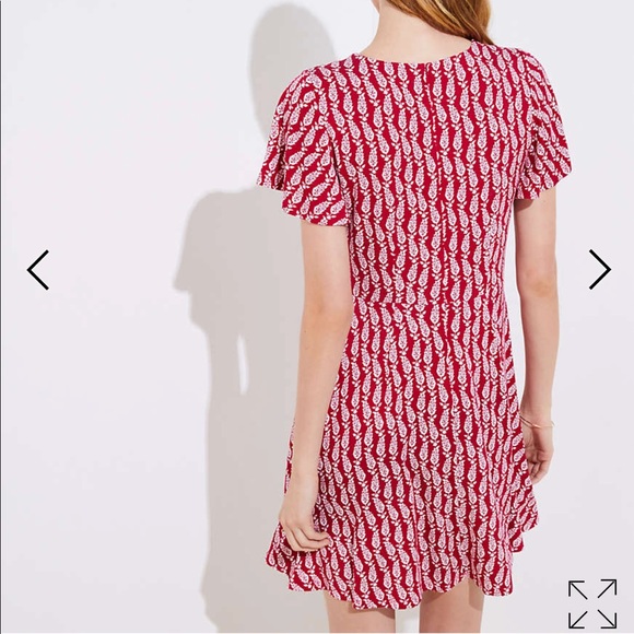 LOFT Paisley Red Flutter Dress - Picture 3 of 3